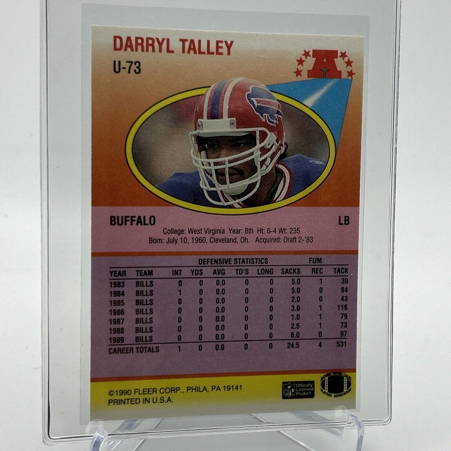 1990 Fleer Update Darryl Talley Football Card #U-73 Mint FREE SHIPPING