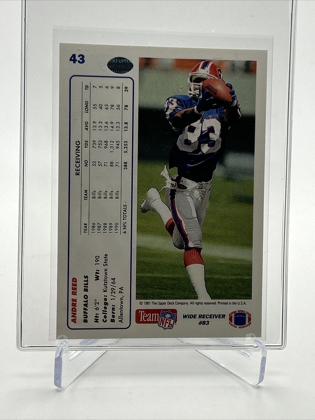 1991 Upper Deck Andre Reed Football Card #43 Mint FREE SHIPPING