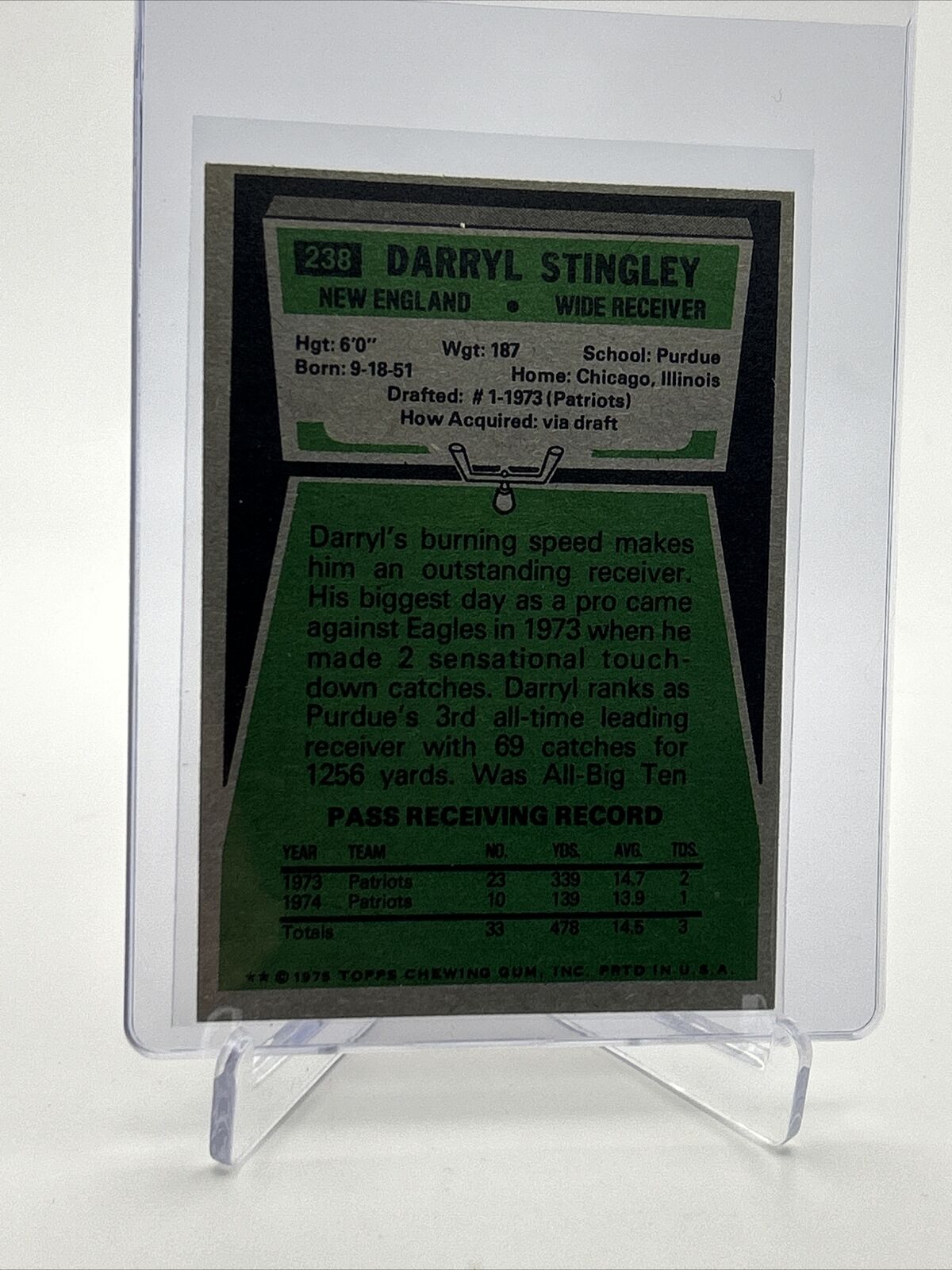 1975 Topps Darryl Stingley Football Card #238 EX-MT Quality FREE SHIPPING