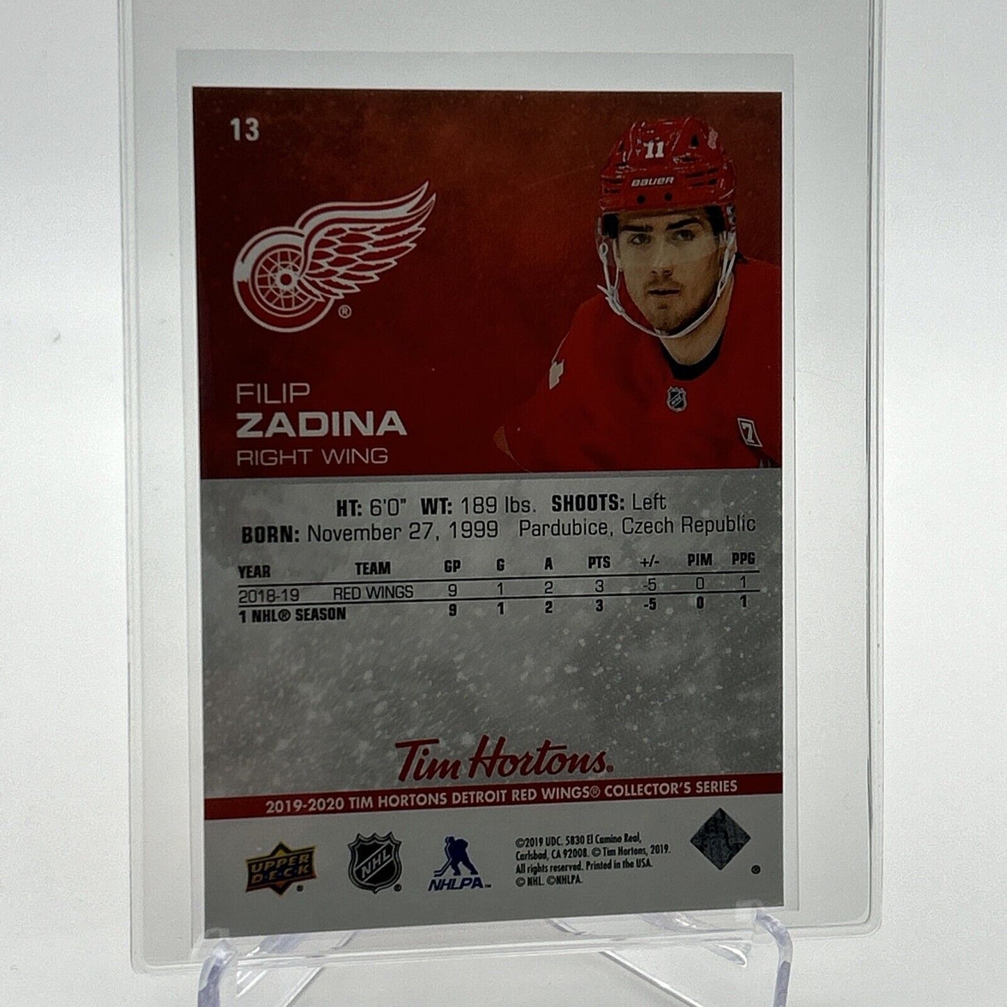 2019-20 Upper Deck Tim Hortons Filip Zadina Hockey Card #13 Mint FREE SHIPPING