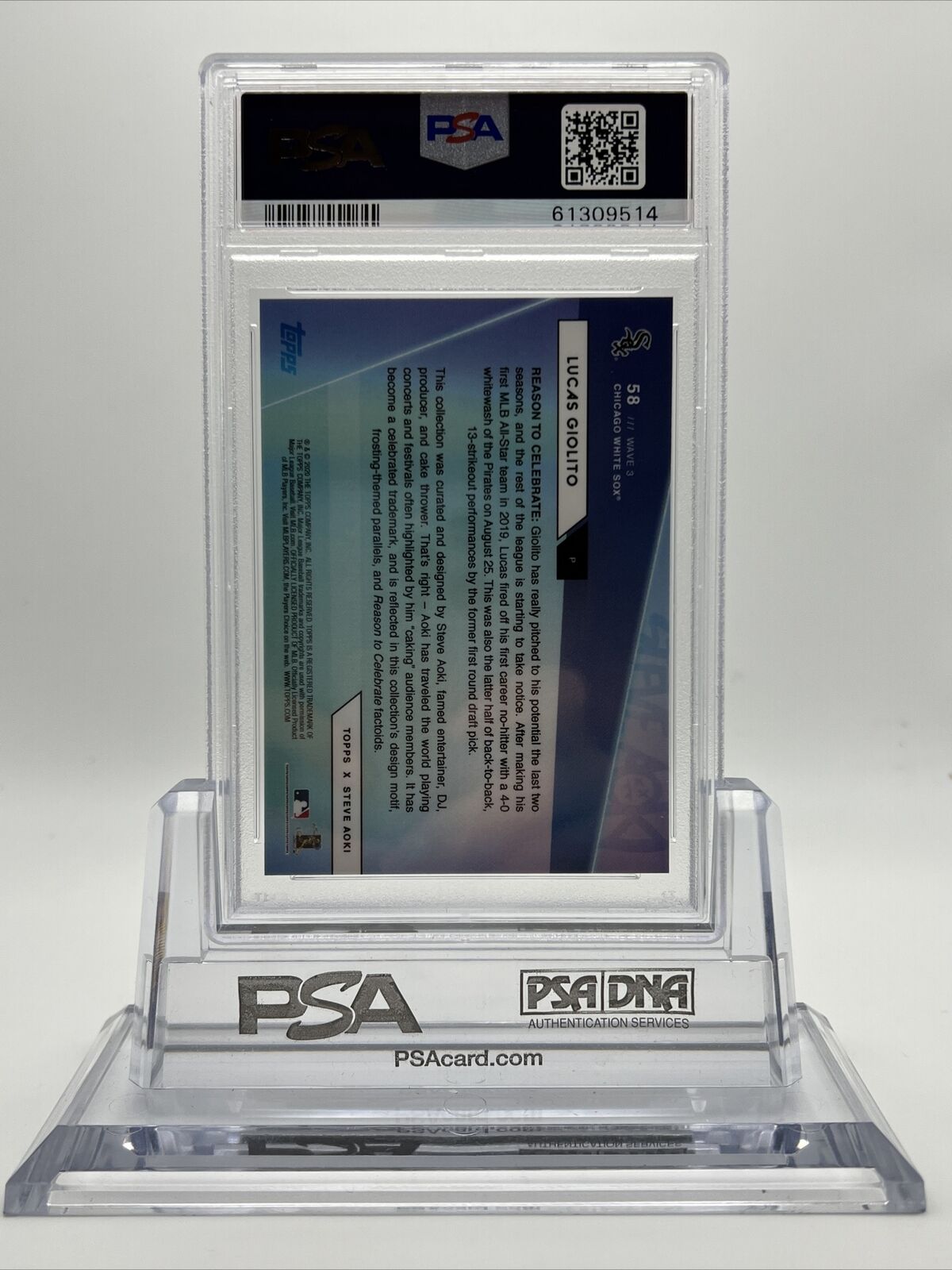 2020 Topps X Steve Aoki Lucas Giolito Baseball Card #58 PSA 10