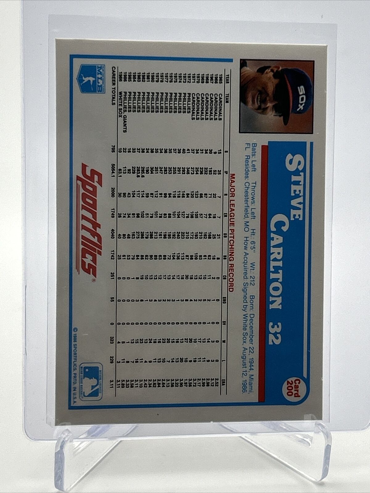 1987 Sportflics Steve Carlton Baseball Card #200 Mint FREE SHIPPING