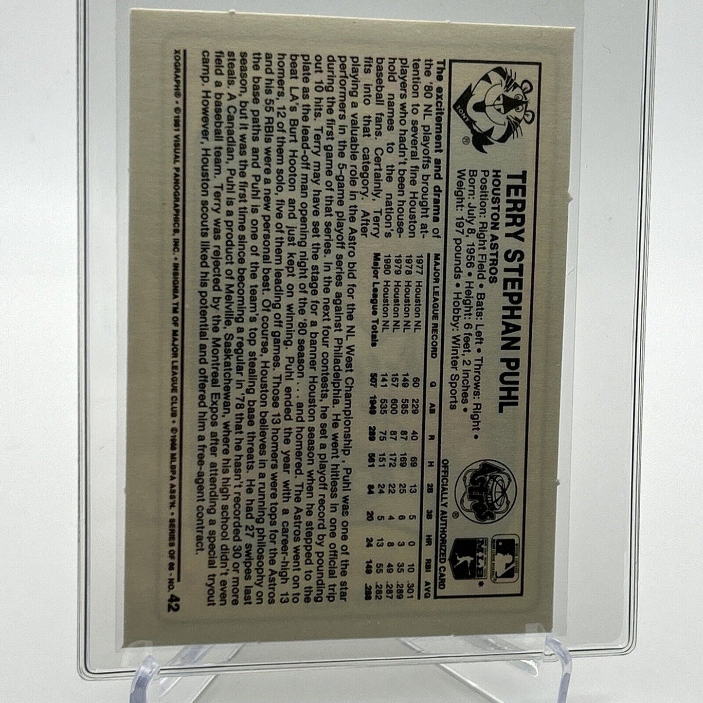 1981 Kellogg's Terry Puhl Baseball Card #42 NM-Mint FREE SHIPPING