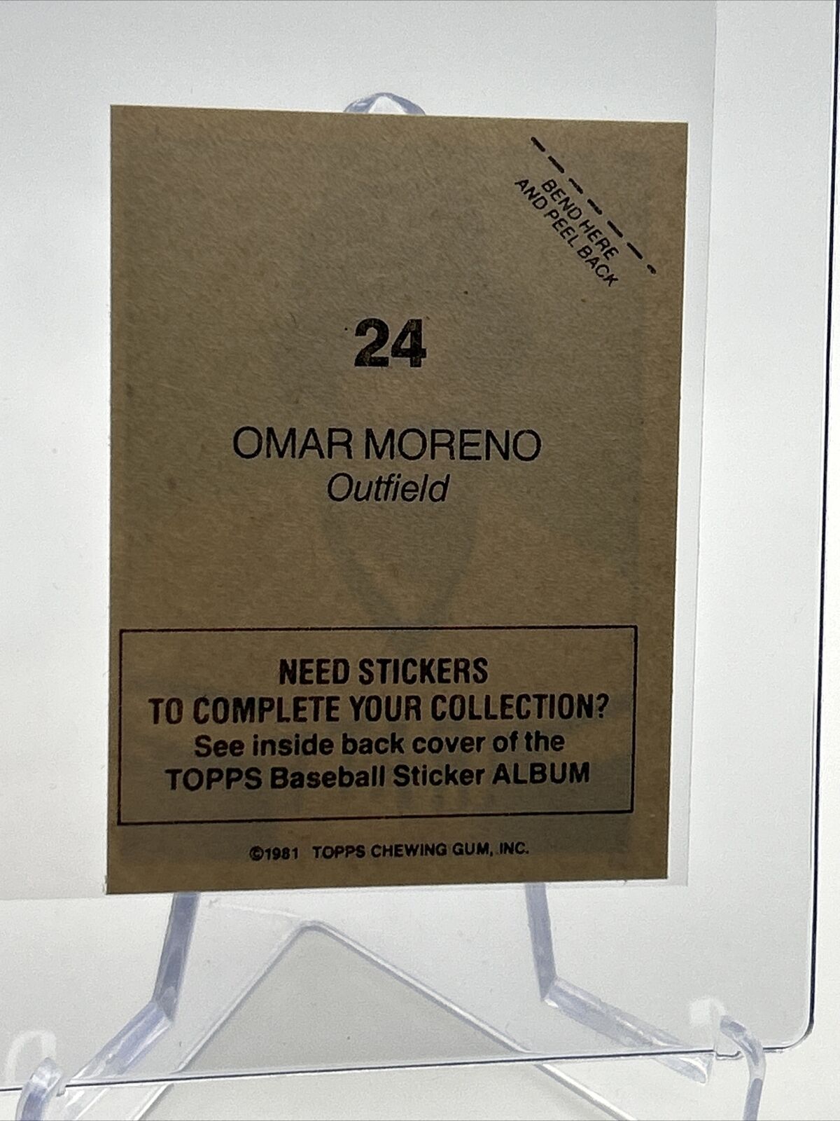 1981 Topps Stickers Omar Moreno Baseball Card #24 NM-Mint FREE SHIPPING