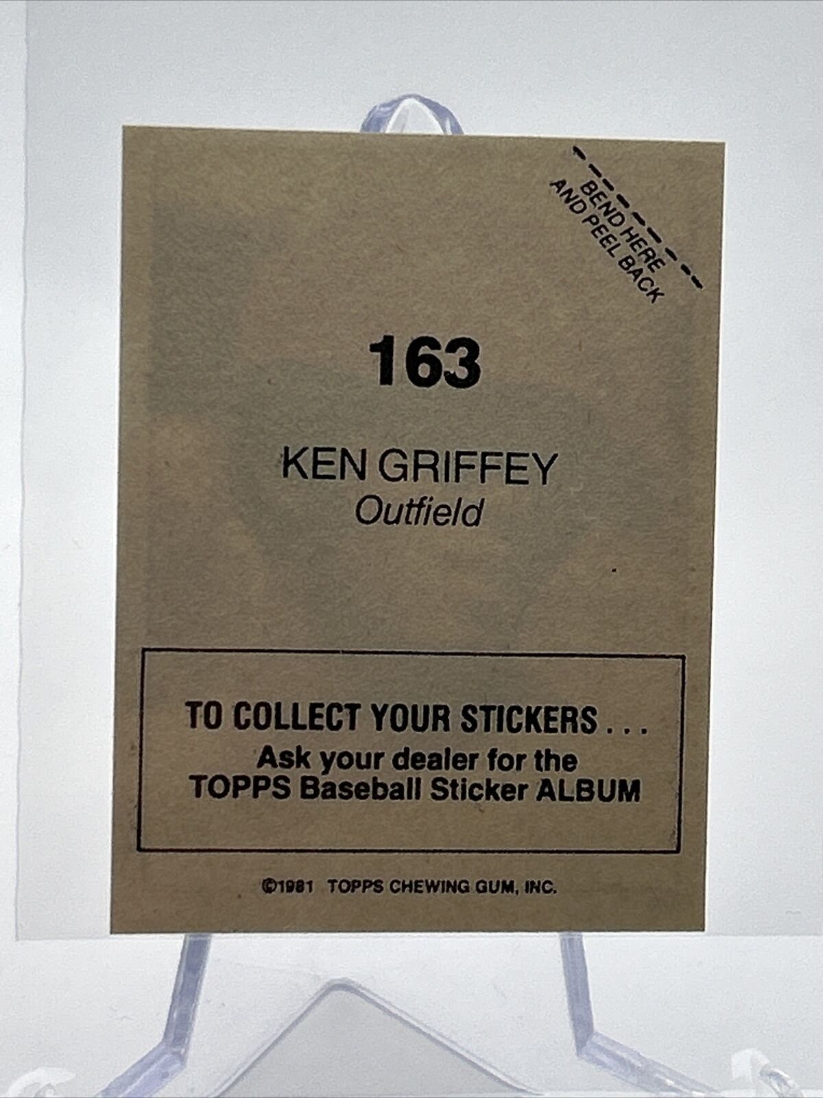 1981 Topps Stickers Ken Griffey Baseball Card #163 NM-Mint FREE SHIPPING