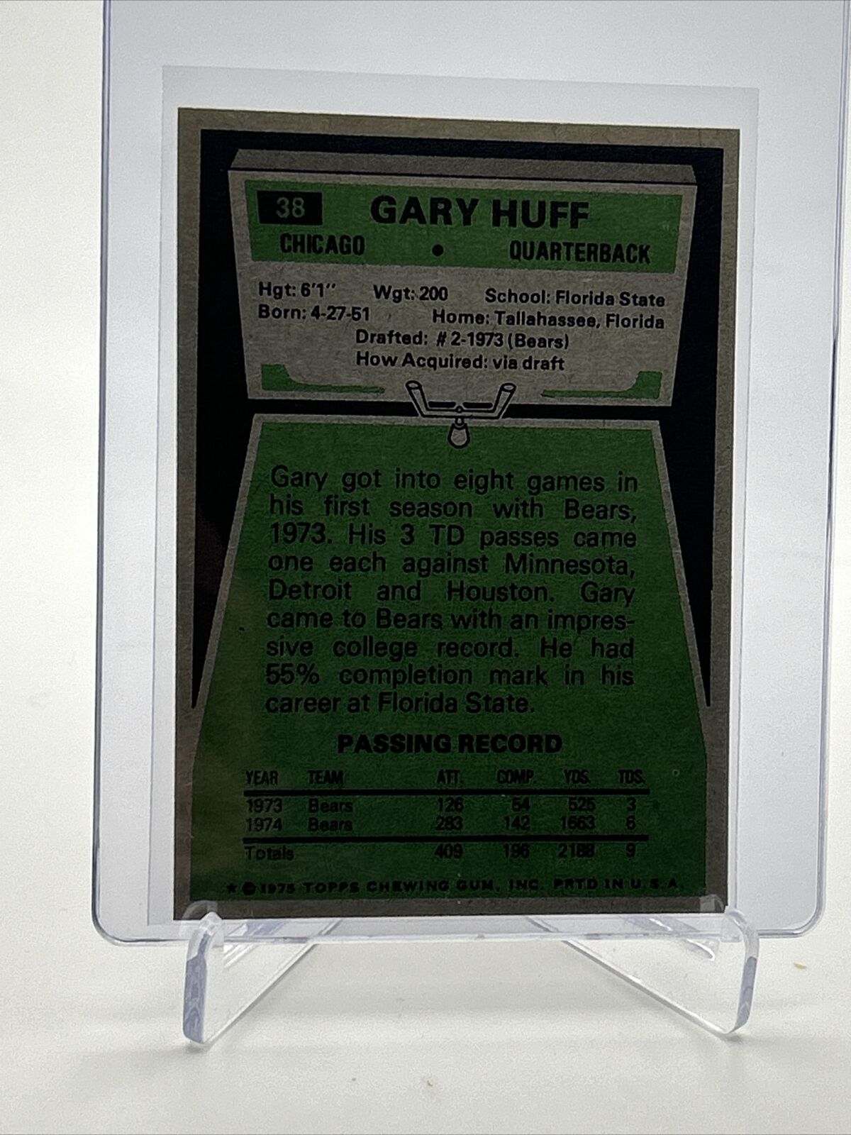 1975 Topps Gary Huff Football Card #38 NM Quality FREE SHIPPING