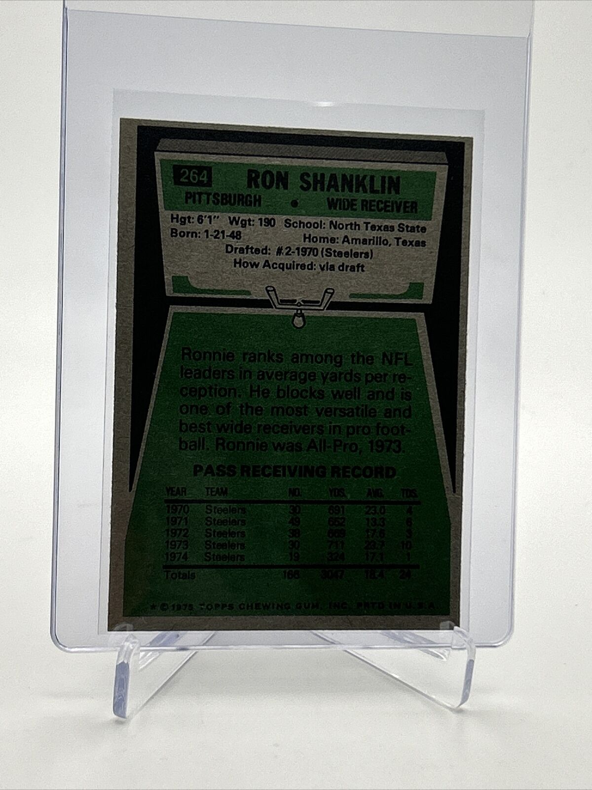 1975 Topps Ron Shanklin Football Card #264 NM Quality FREE SHIPPING