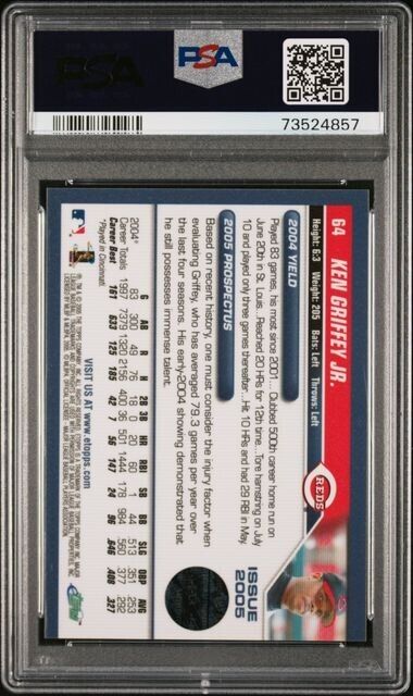 2005 eTopps Ken Griffey Jr. Baseball Card #64 PSA 8 NM-MT