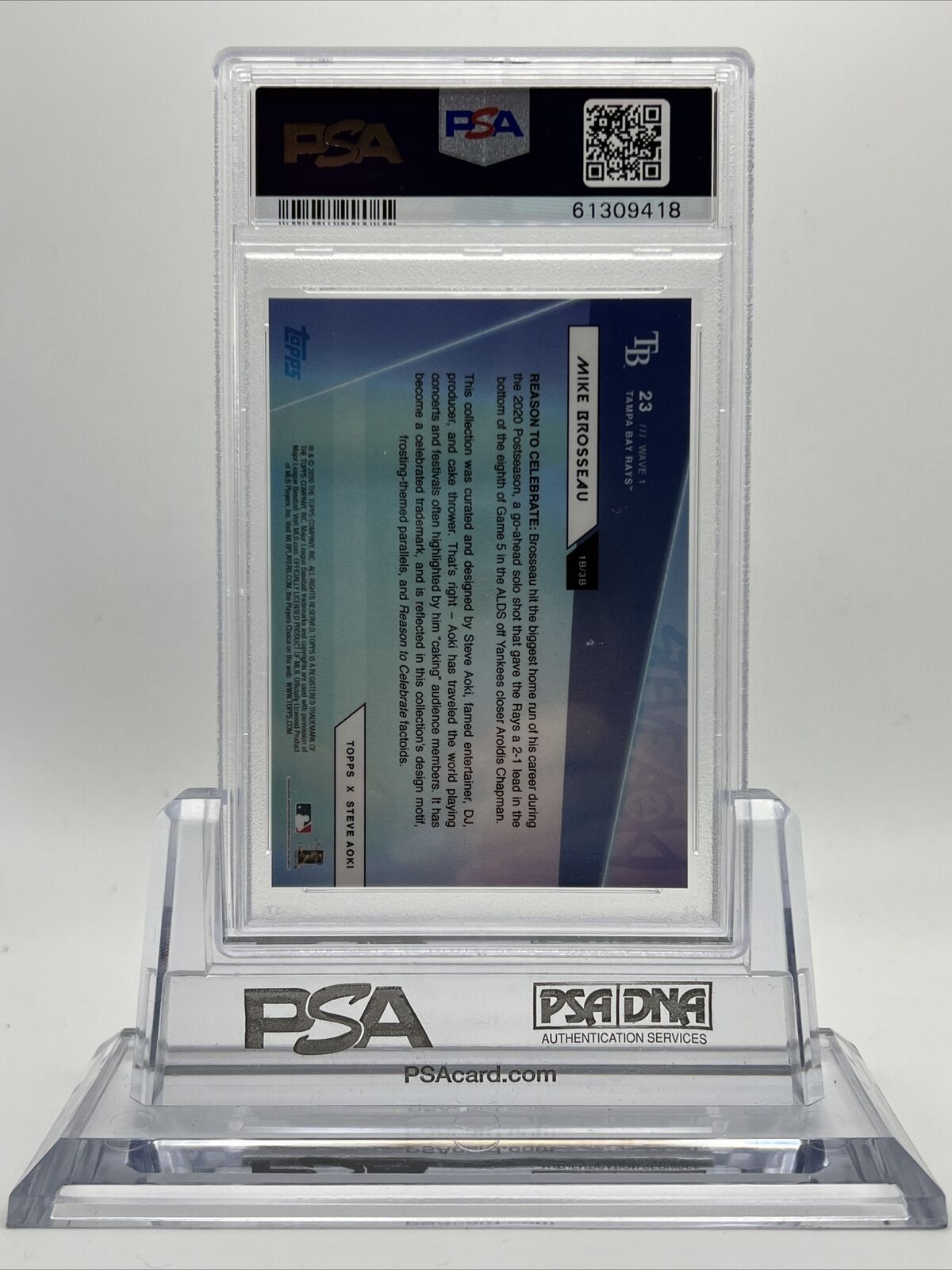 2020 Topps X Steve Aoki Mike Brosseau Rookie Baseball Card #23 PSA 9