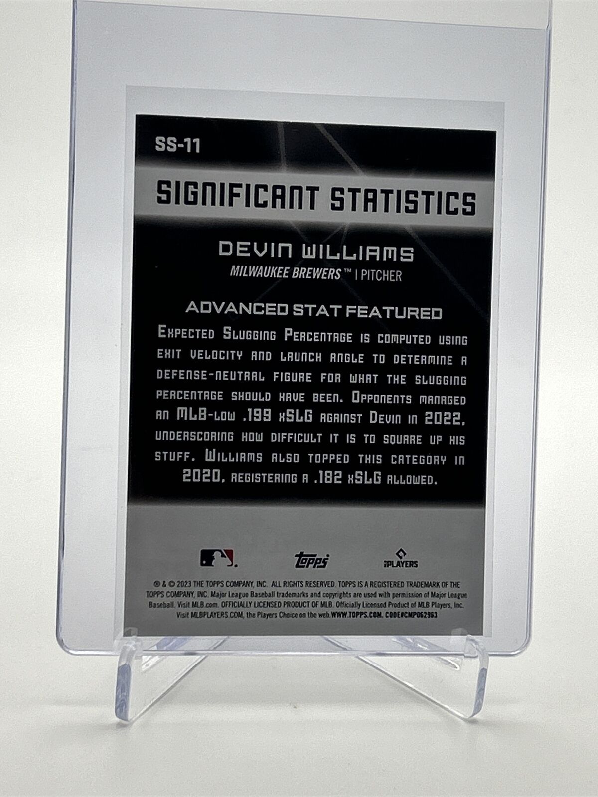 2023 Topps Significant Statistics Devin Williams Card #SS-11 FREE SHIPPING
