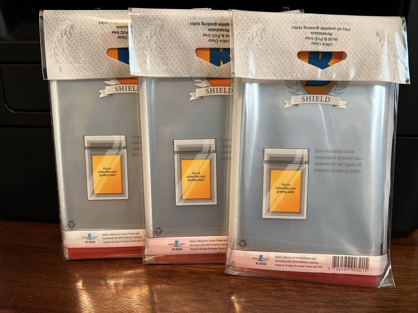 Beckett Shield Resealable Graded Card Sleeves 3 Packs of 100 - 300 Total