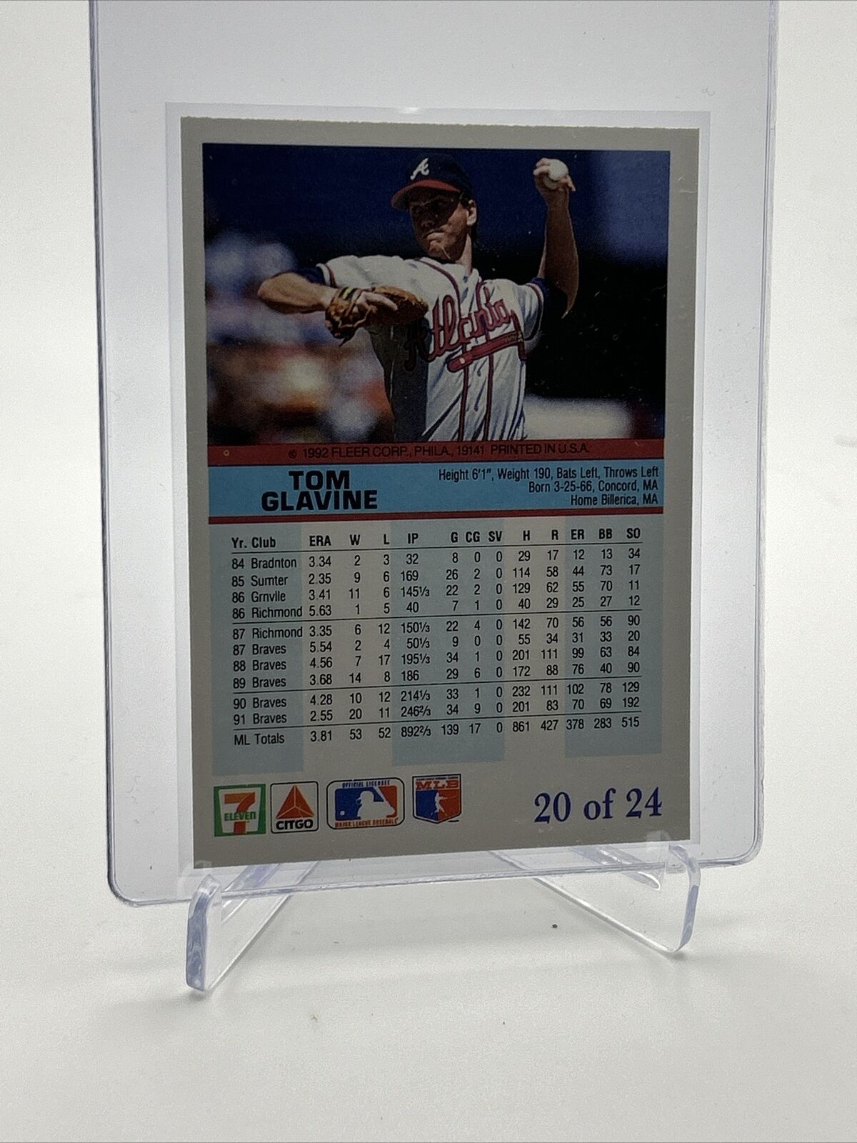 1992 Fleer The Performer Tom Glavine Baseball Card #20 Mint FREE SHIPPING