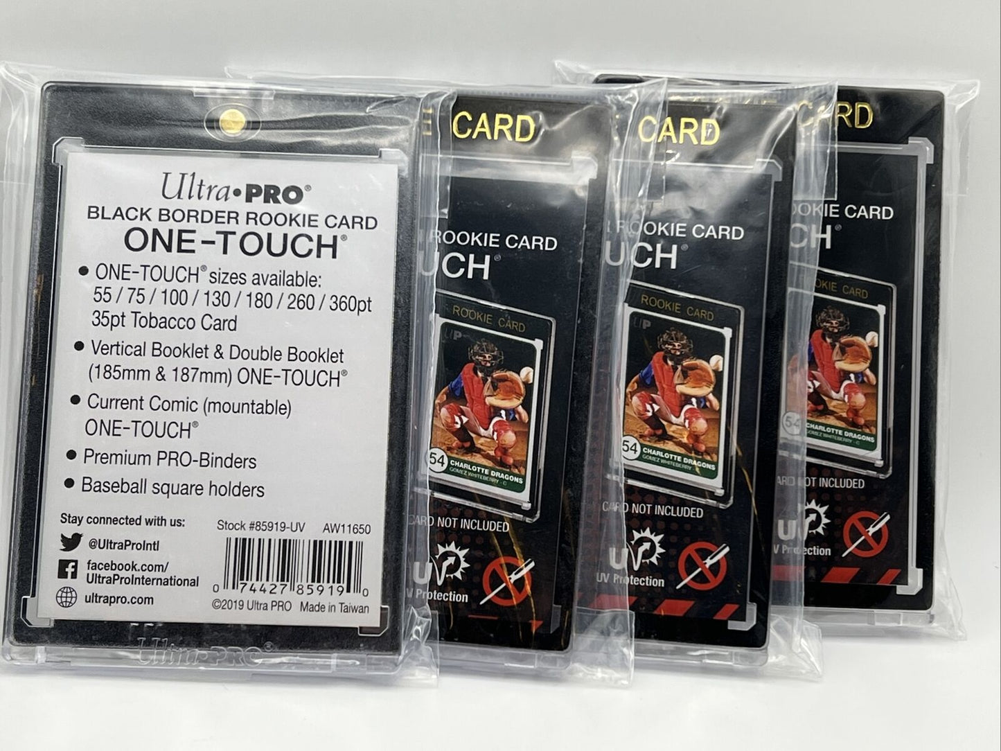 Ultra Pro One-Touch Black Border 35pt Point ROOKIE Magnetic Holder, lot of 4