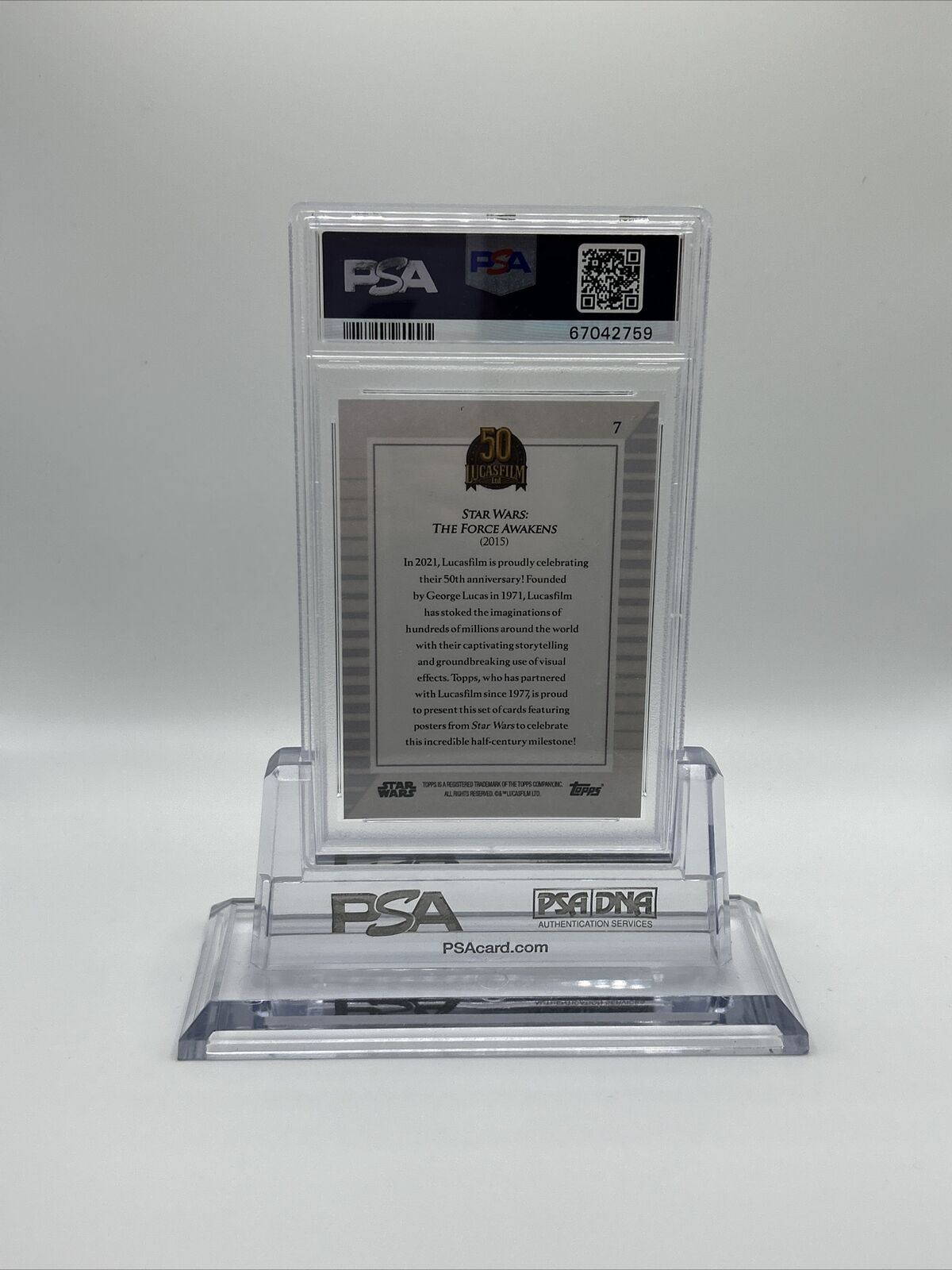 2021 Topps Star Wars Lucasfilm 50th Anniversary The Force Awakens #7 PSA 10