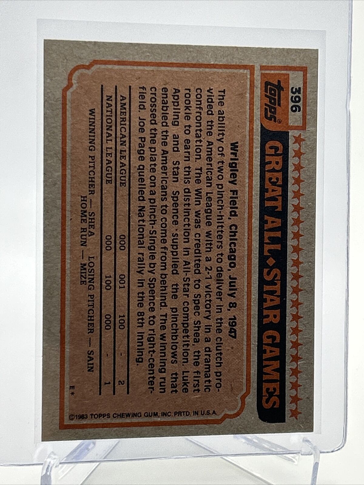 1983 Topps Dan Quisenberry Baseball Card #396 NM-Mint FREE SHIPPING