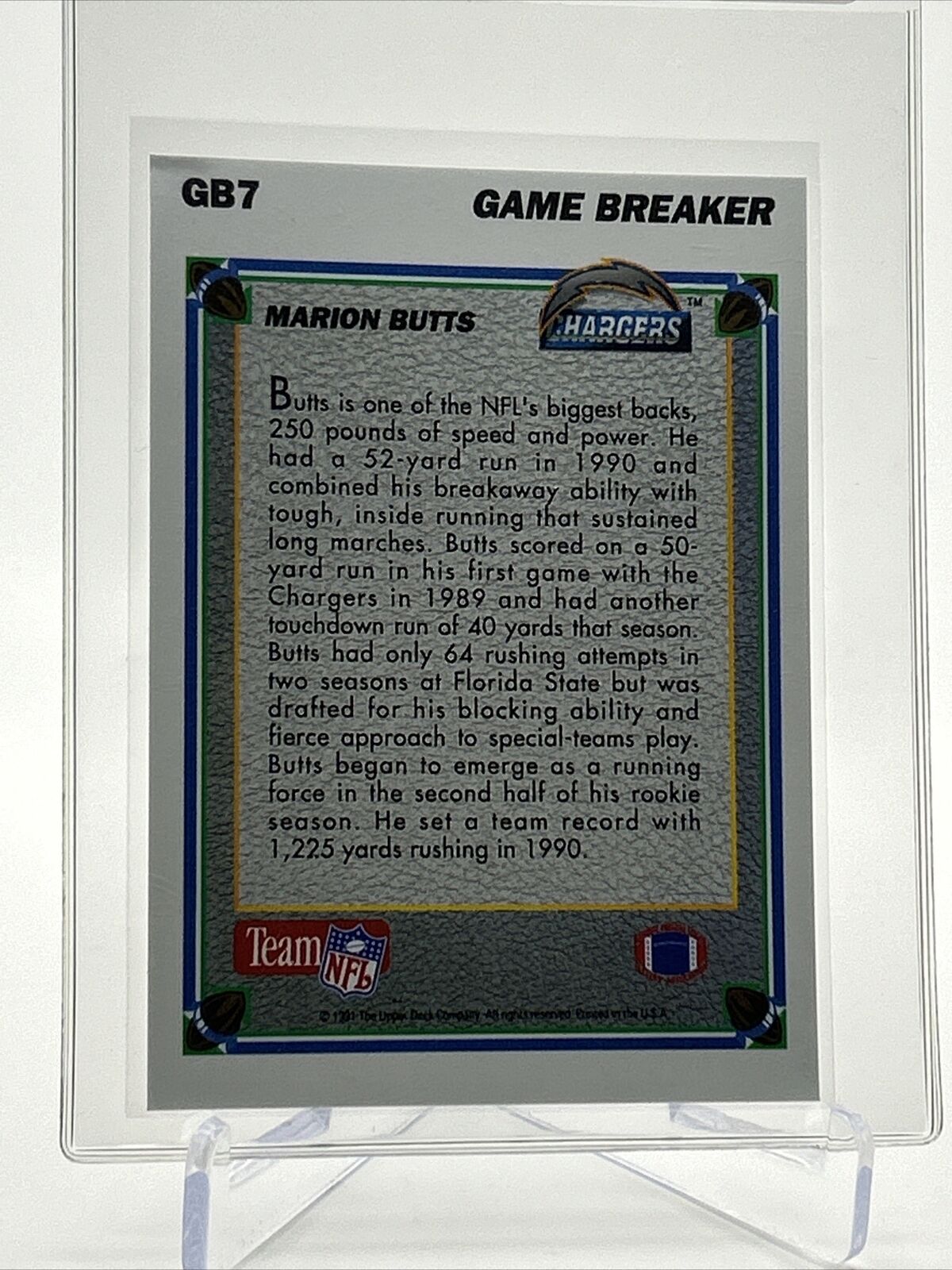 1991 Upper Deck Marion Butts Game Breaker Football Card #GB7 Mint FREE SHIPPING