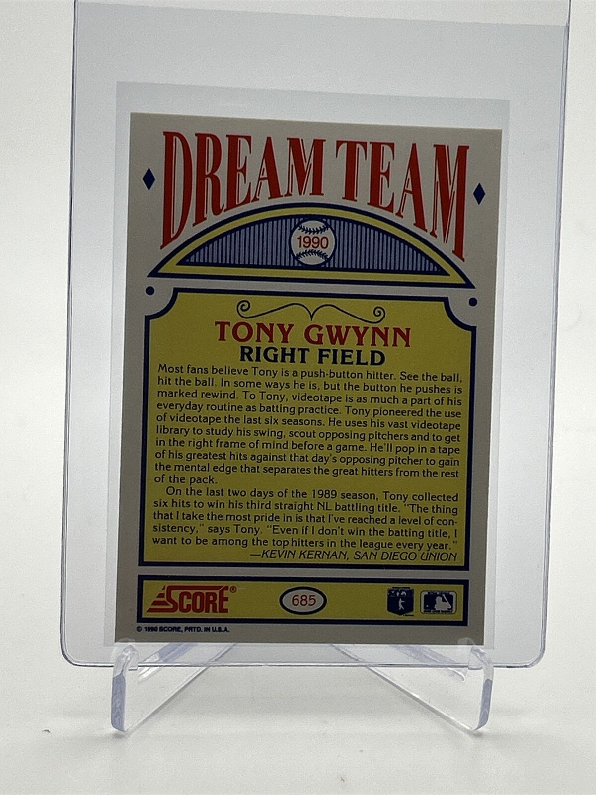 1990 Score Tony Gwynn Baseball Card #685 Mint FREE SHIPPING