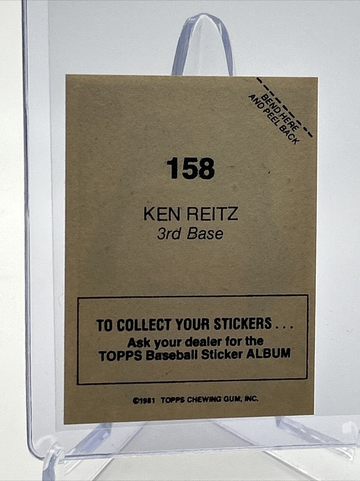 1981 Topps Stickers Ken Reitz Baseball Card #158 NM-Mint FREE SHIPPING
