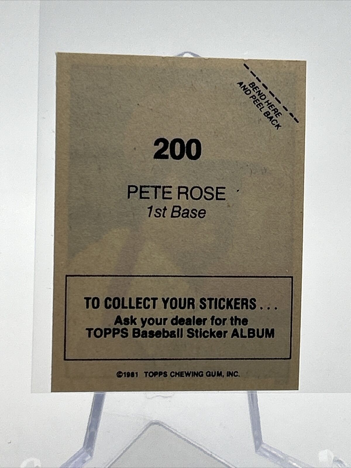 1981 Topps Stickers Pete Rose Baseball Card #200 NM-Mint FREE SHIPPING