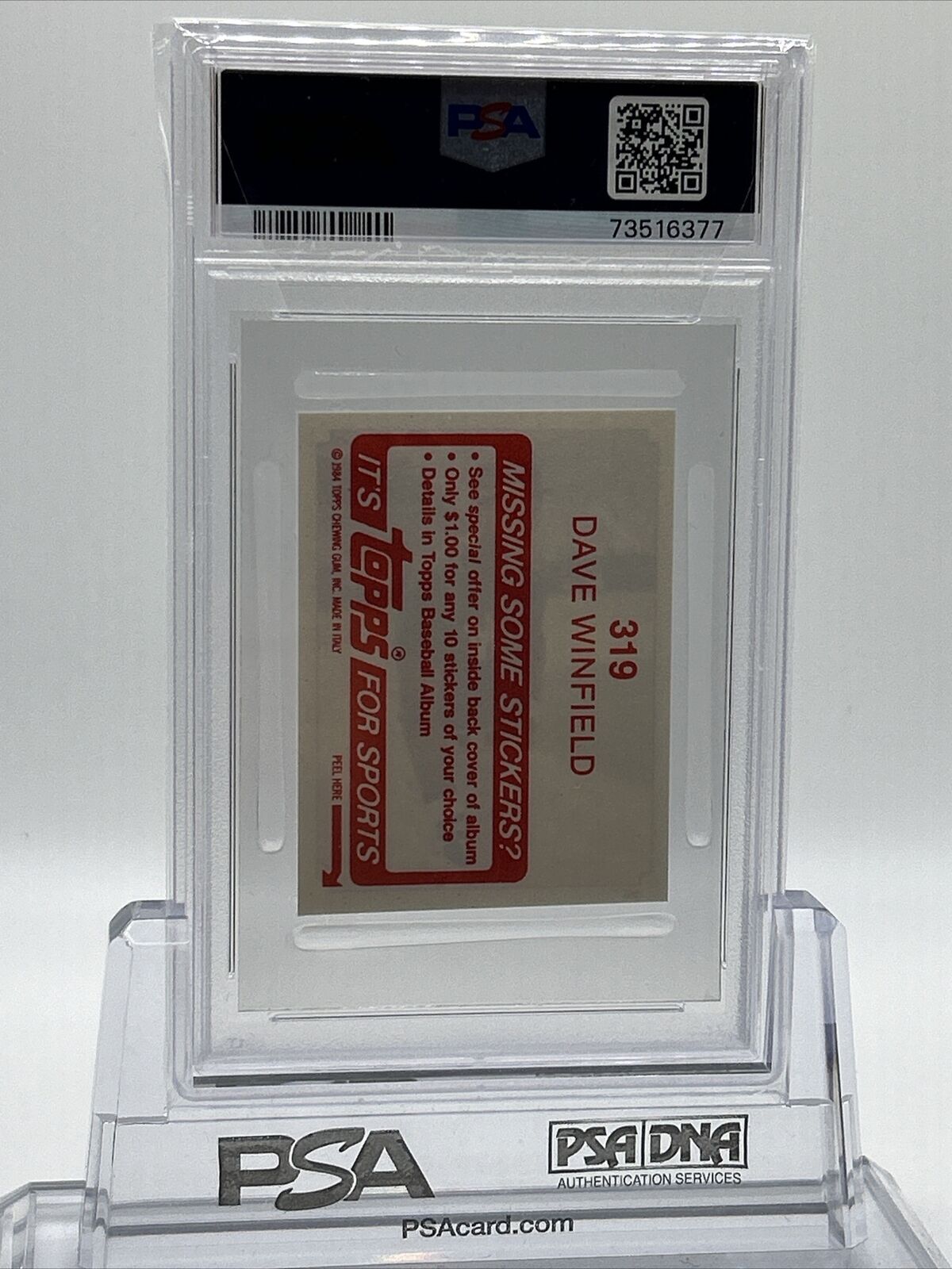 1984 Topps Stickers Baseball Dave Winfield #319 PSA 9 73516377