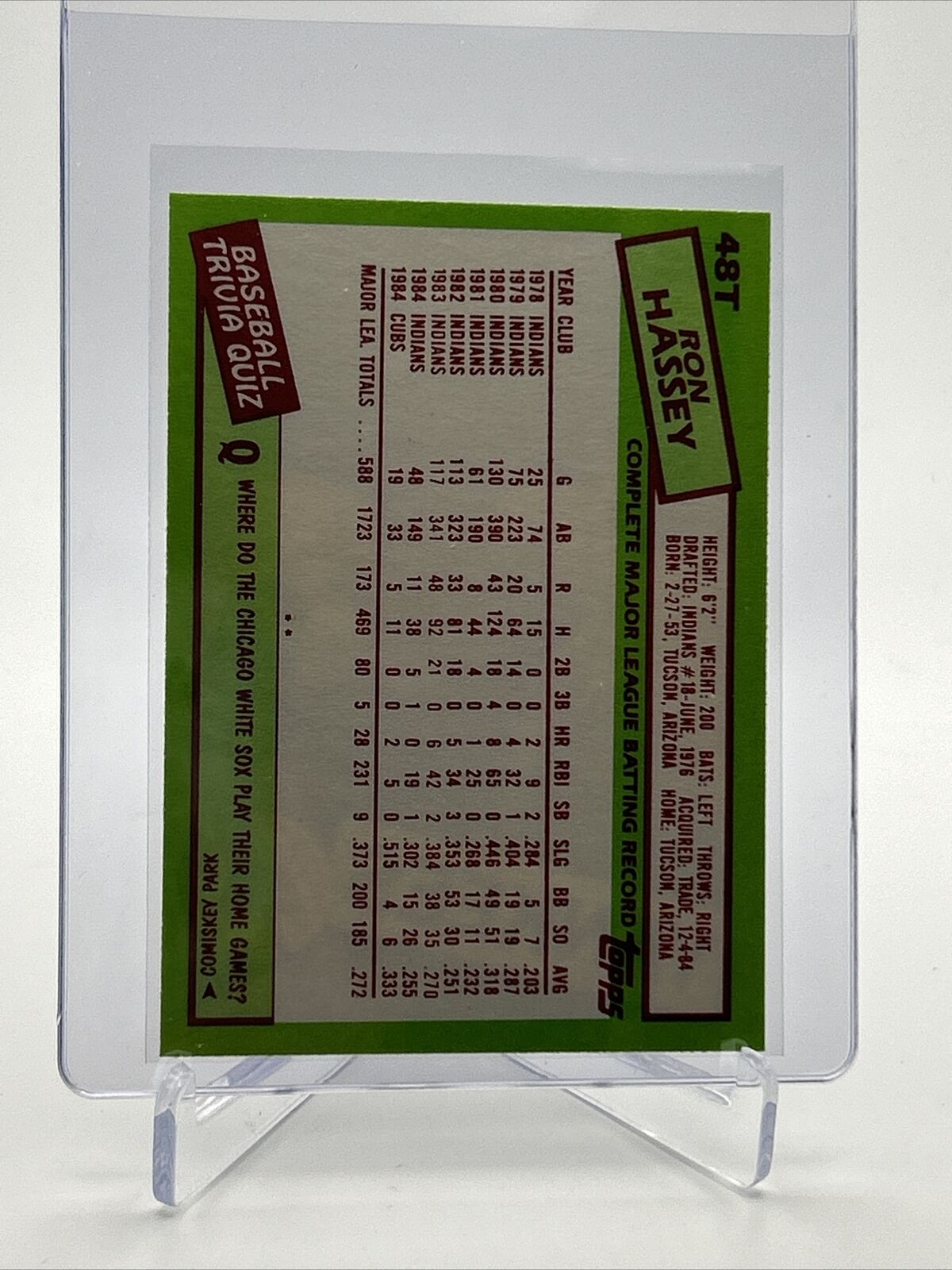 1985 Topps Traded Ron Hassey Baseball Card #48T NM-MT FREE SHIPPING