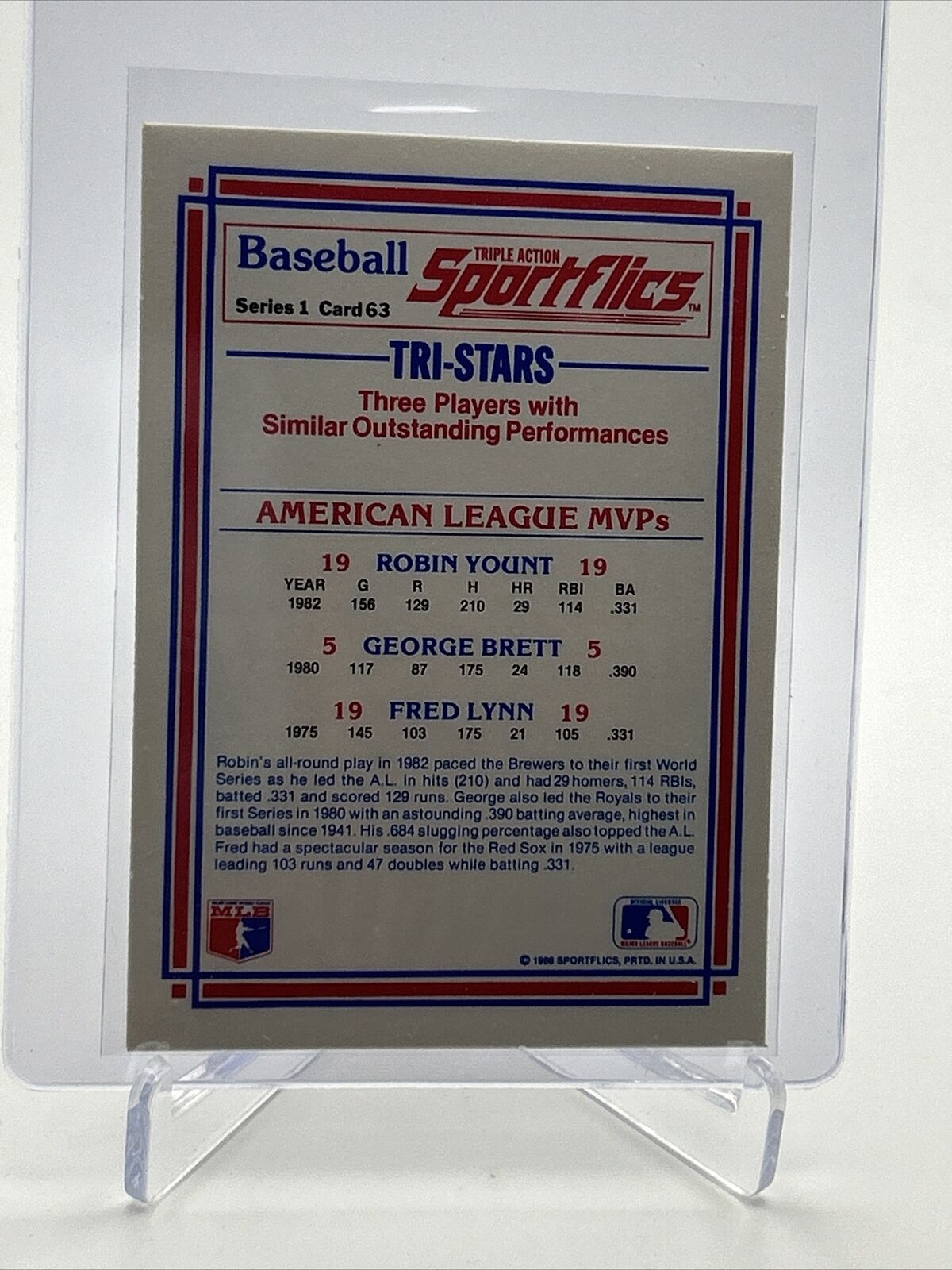 1986 Sportflics AL MVPs Baseball Card #63 Mint FREE SHIPPING