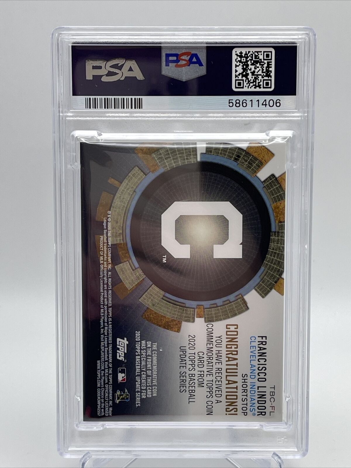 2020 Topps Update Coin Cards Relics Francisco Lindor Baseball Card #TBCFL PSA 10