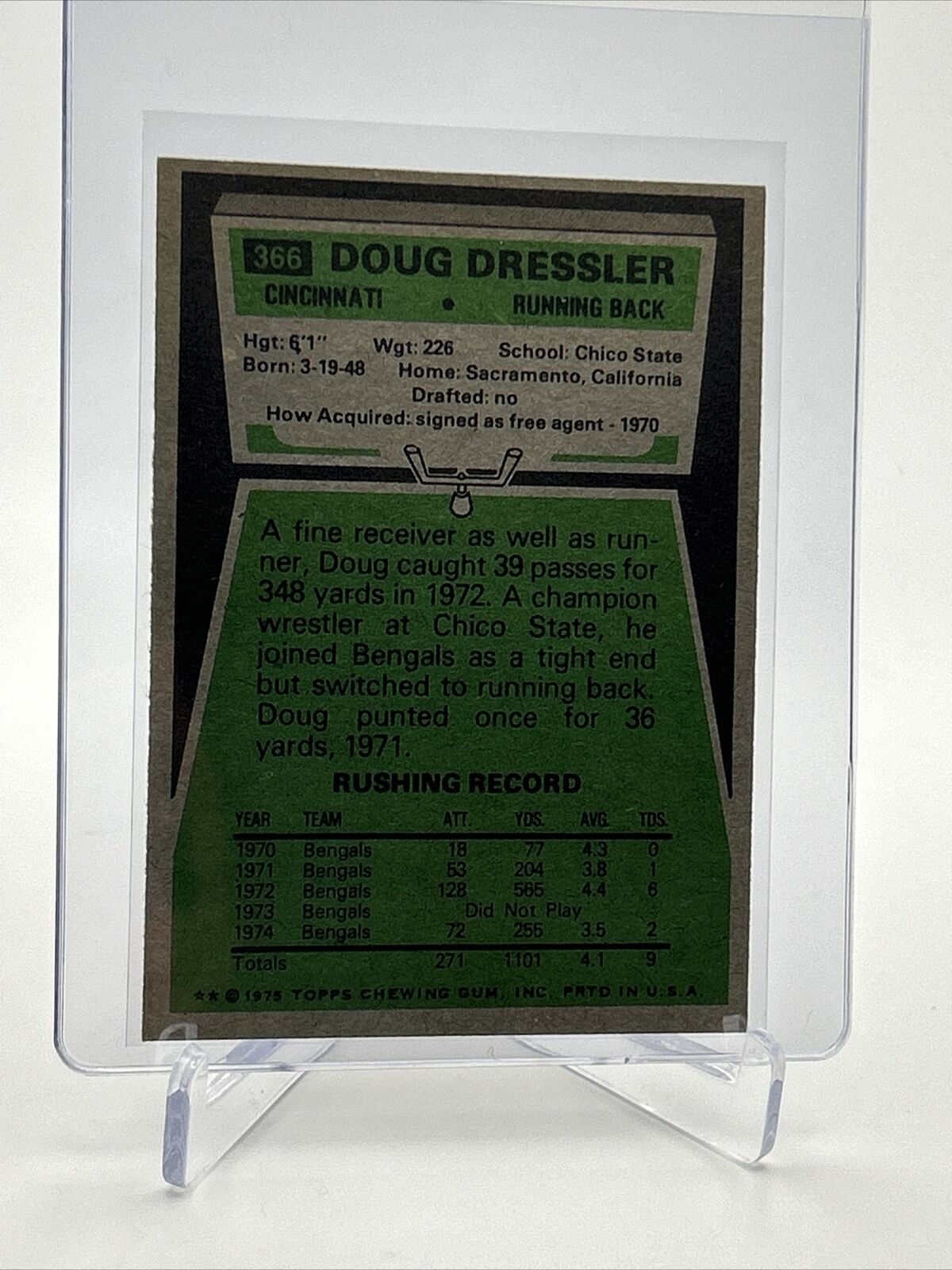 1975 Topps Doug Dressler Football Card #366 NM Quality FREE SHIPPING
