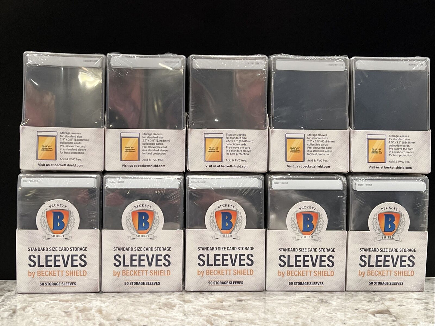 Beckett Shield Standard Size Semi-Rigid Sleeves 10 Packs of 50, 500 Total
