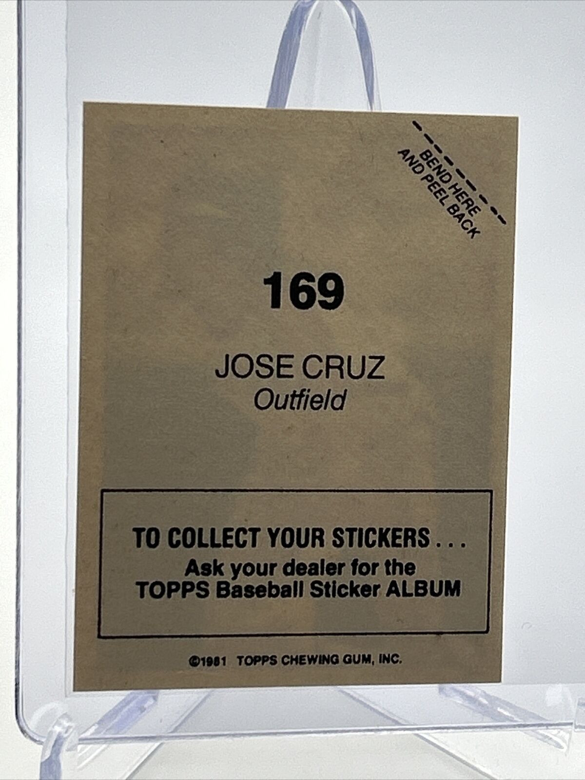 1981 Topps Stickers Jose Cruz Baseball Card #169 NM-Mint FREE SHIPPING