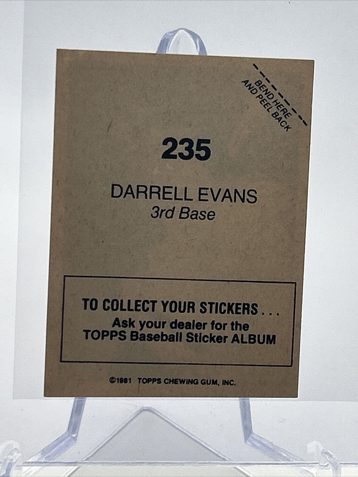 1981 Topps Stickers Darrell Evans Baseball Card #235 NM-Mint FREE SHIPPING