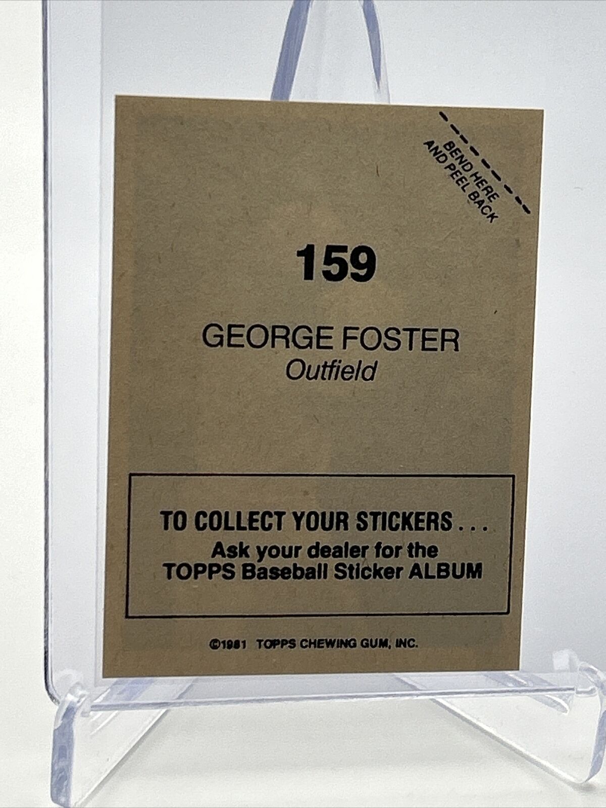 1981 Topps Stickers George Foster Baseball Card #159 NM-Mint FREE SHIPPING