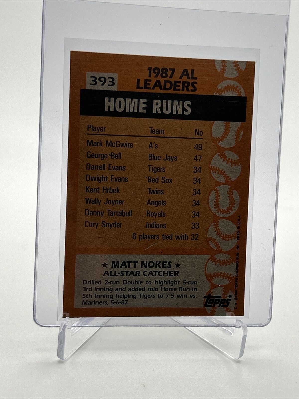 1988 Topps Matt Nokes Baseball Card #393 Mint FREE SHIPPING