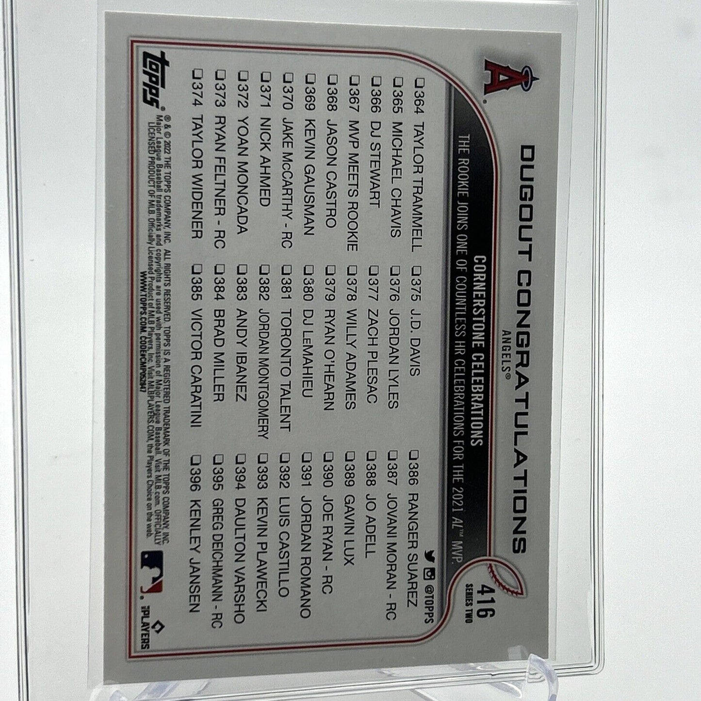 2022 Topps Dugout Congratulations Baseball Card #416 Mint FREE SHIPPING