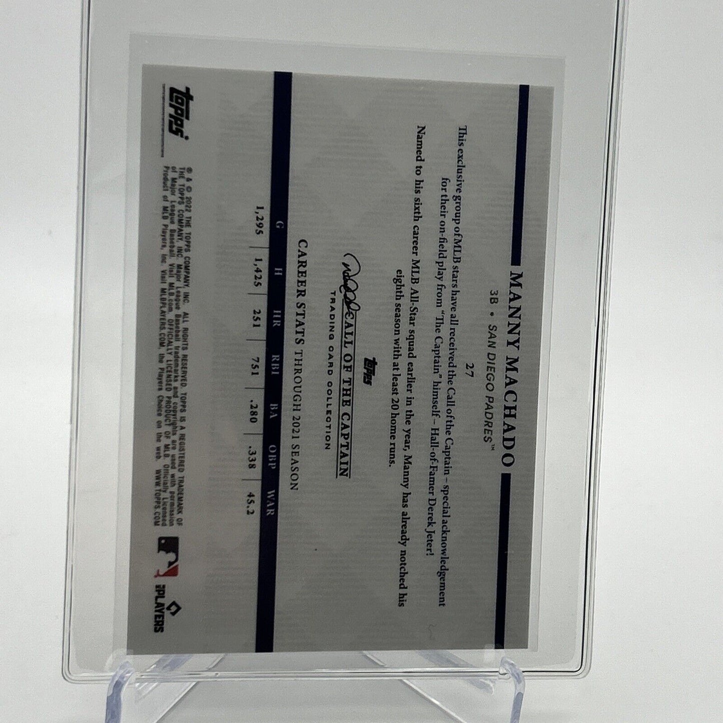 2022 Topps x Derek Jeter Manny Machado Baseball Card #27 Mint FREE SHIPPING