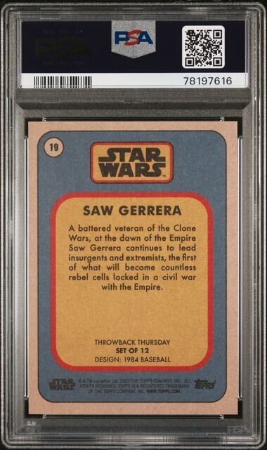 2023 Topps Star Wars Throwback Thursday Saw Gerrera Card #19 PSA 9 Mint