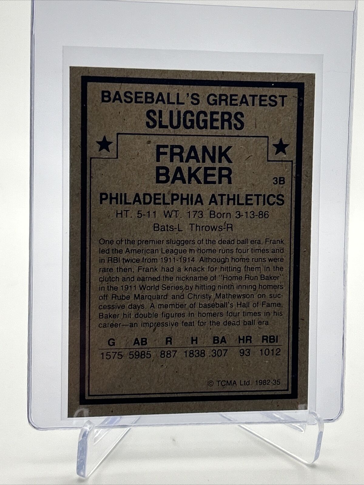 1982 TCMA Greatest Sluggers Frank Baker Baseball Card #35 Mint FREE SHIPPING