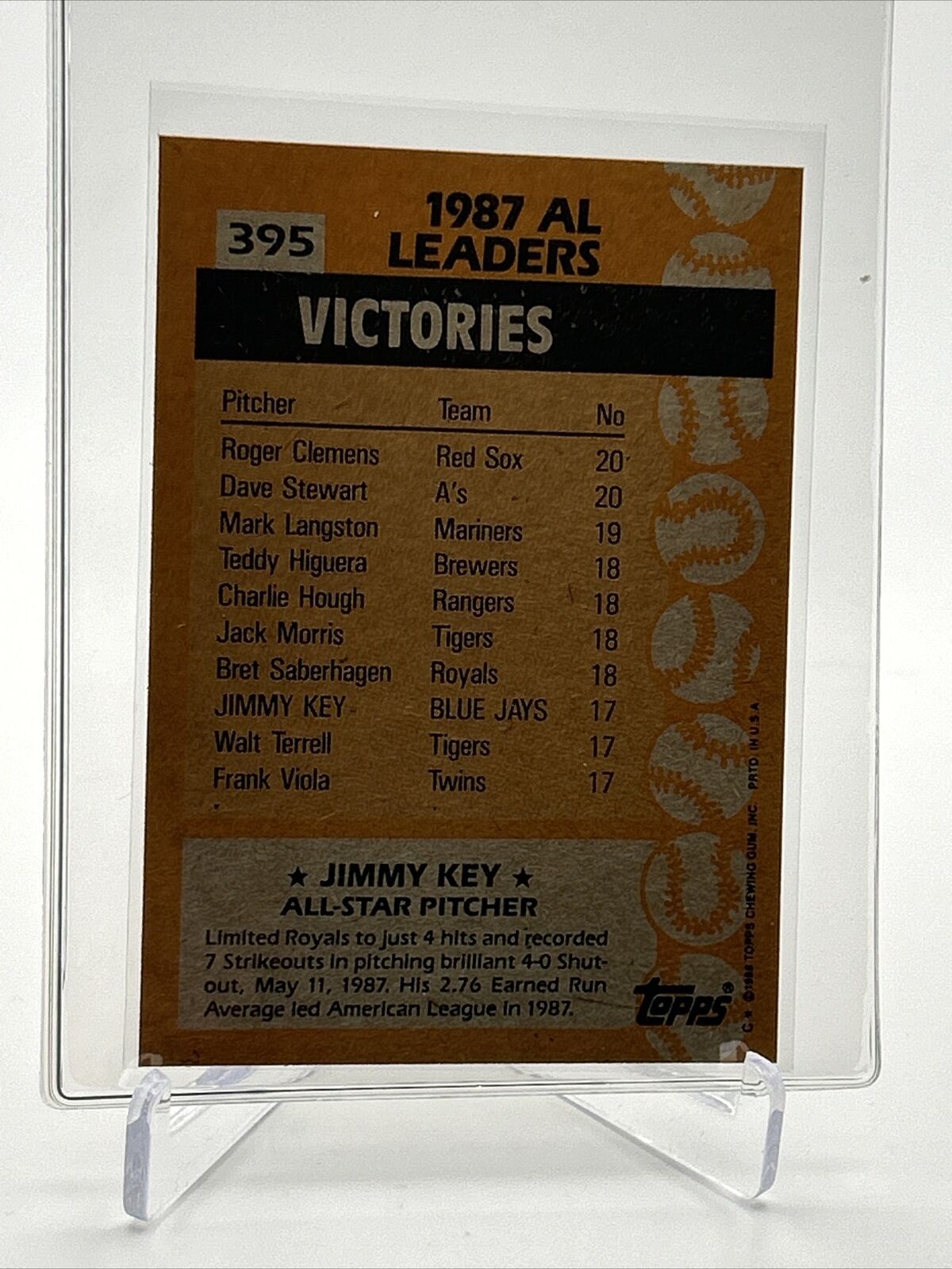 1988 Topps Jimmy Key Baseball Card #395 Mint FREE SHIPPING