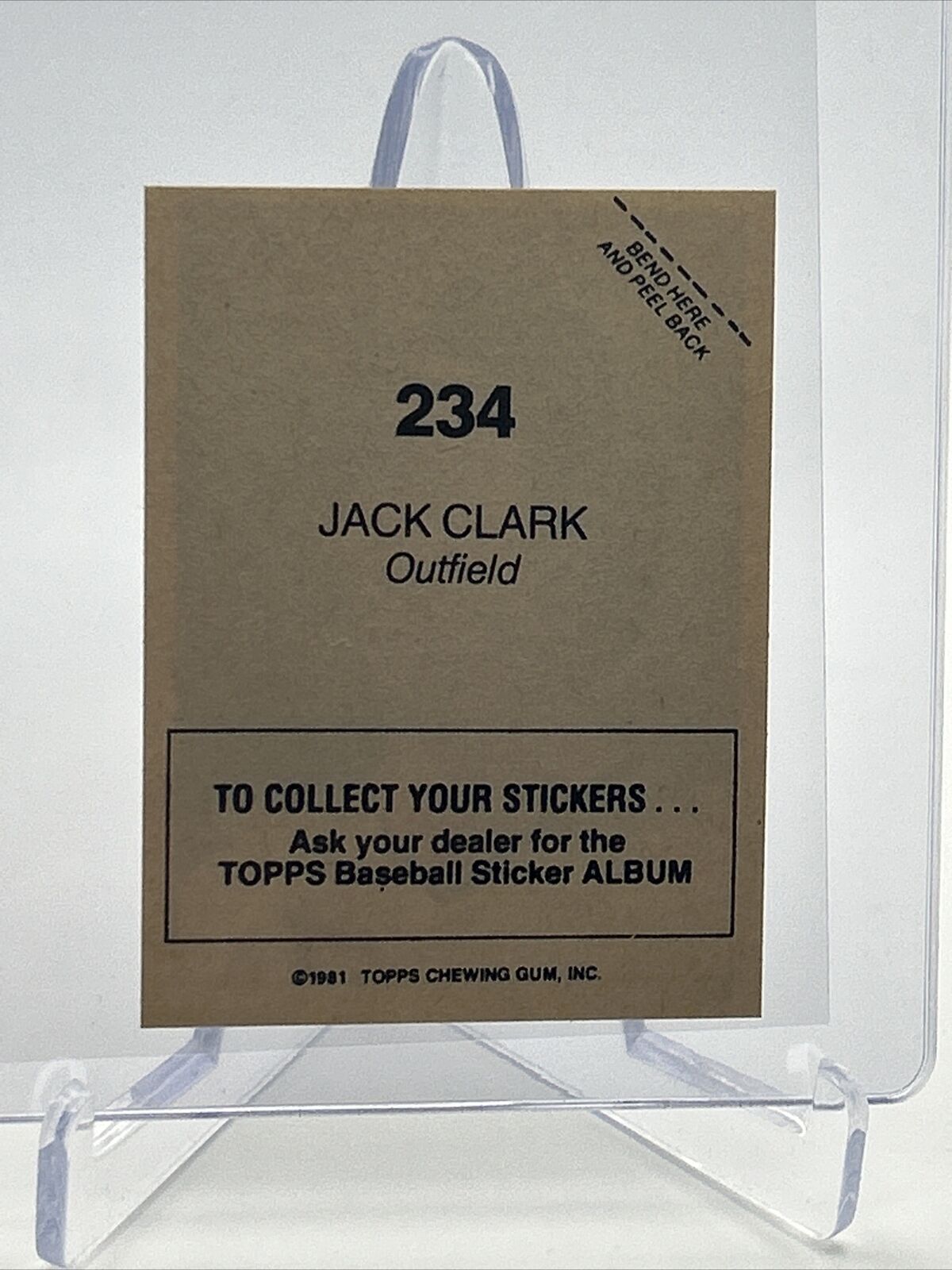 1981 Topps Stickers Jack Clark Baseball Card #234 NM-Mint FREE SHIPPING