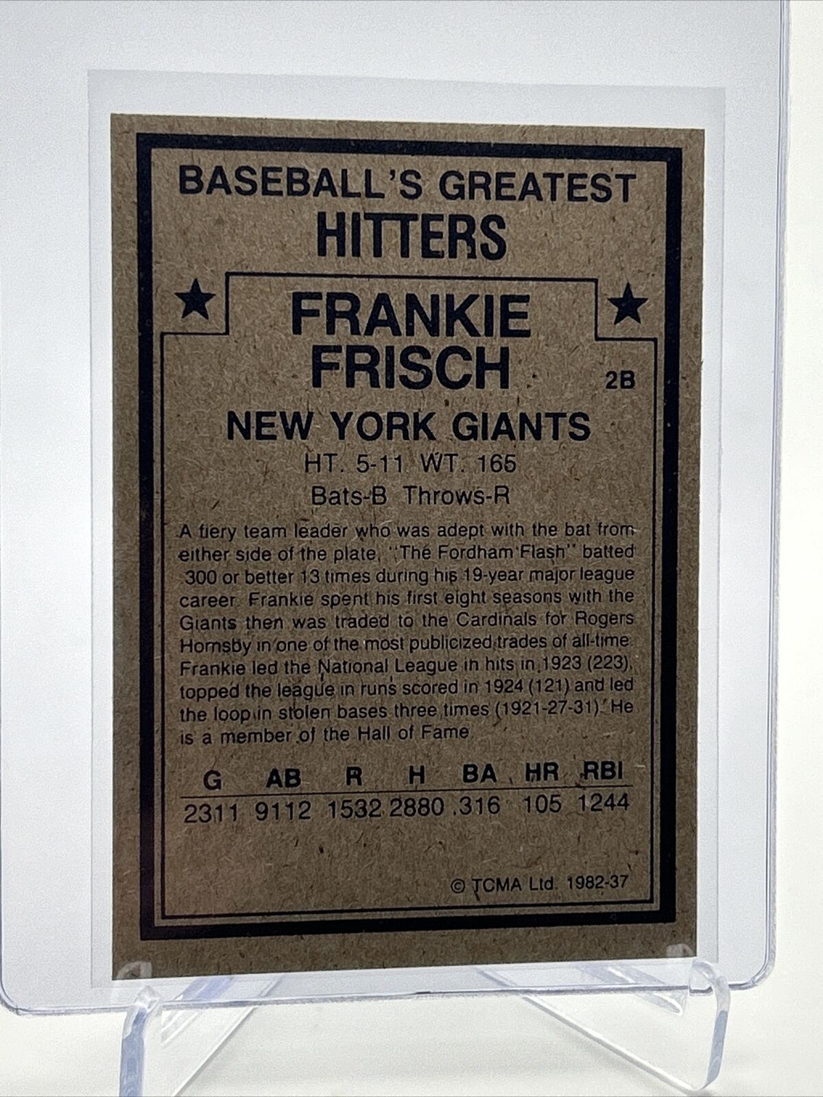 1982 TCMA Greatest Hitters Frankie Frisch Baseball Card #37 Mint FREE SHIPPING