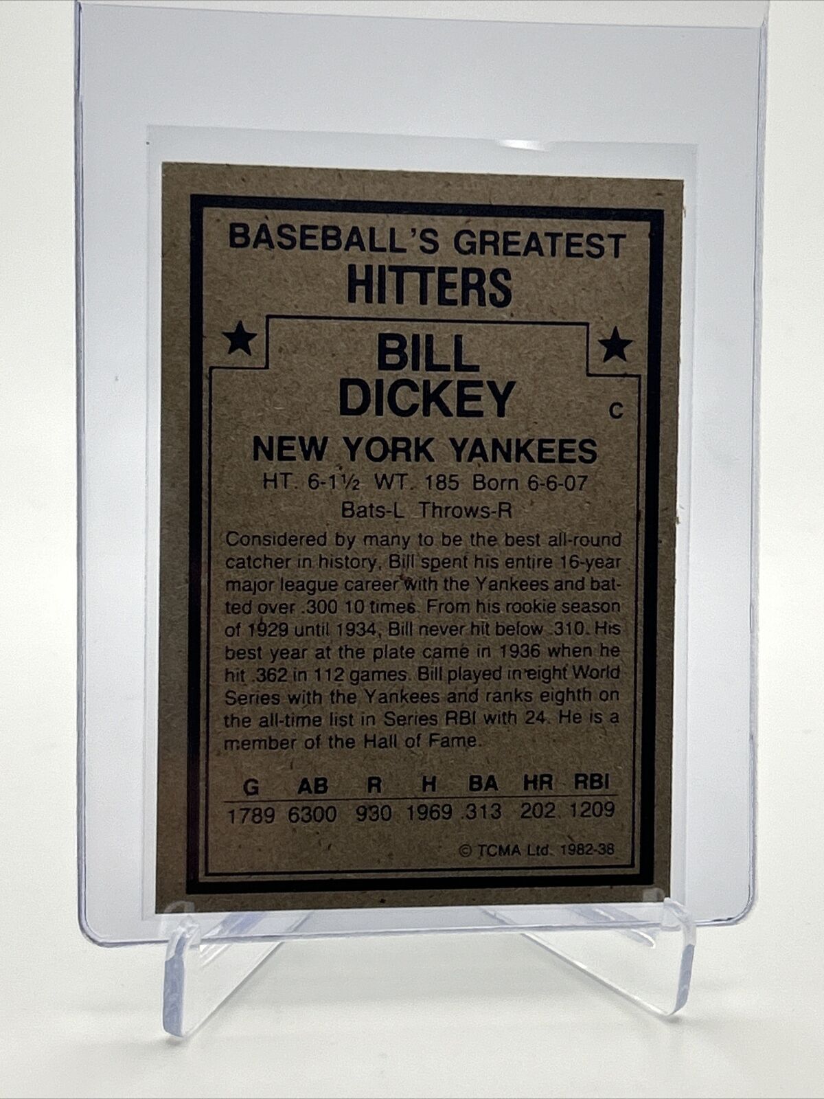 1982 TCMA Greatest Hitters Bill Dickey Baseball Card #38 Mint FREE SHIPPING