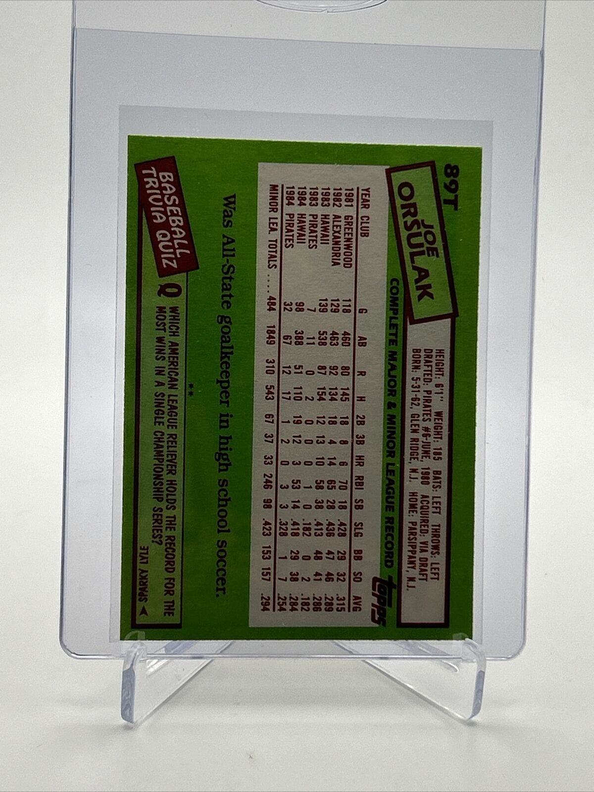 1985 Topps Traded Joe Orsulak Rookie Baseball Card #89T NM-MT FREE SHIPPING