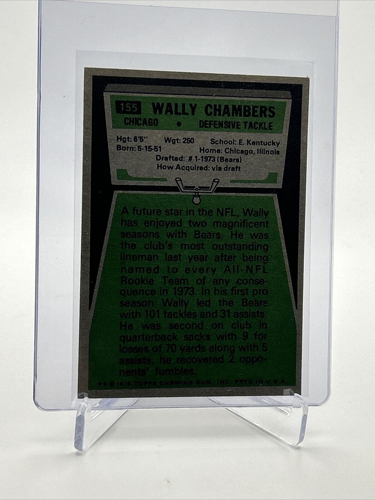1975 Topps Wally Chambers Football Card #155 NM Quality FREE SHIPPING