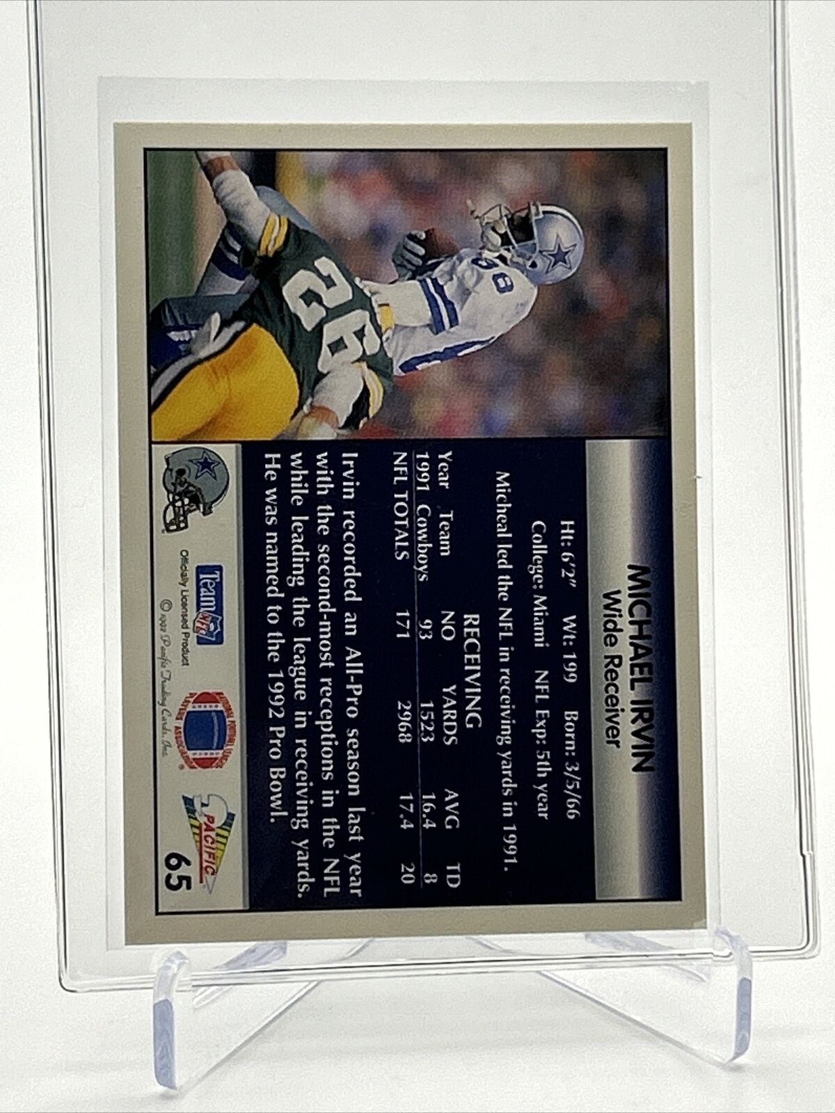 1992 Pacific Michael Irvin Football Card #65 NM-MT FREE SHIPPING