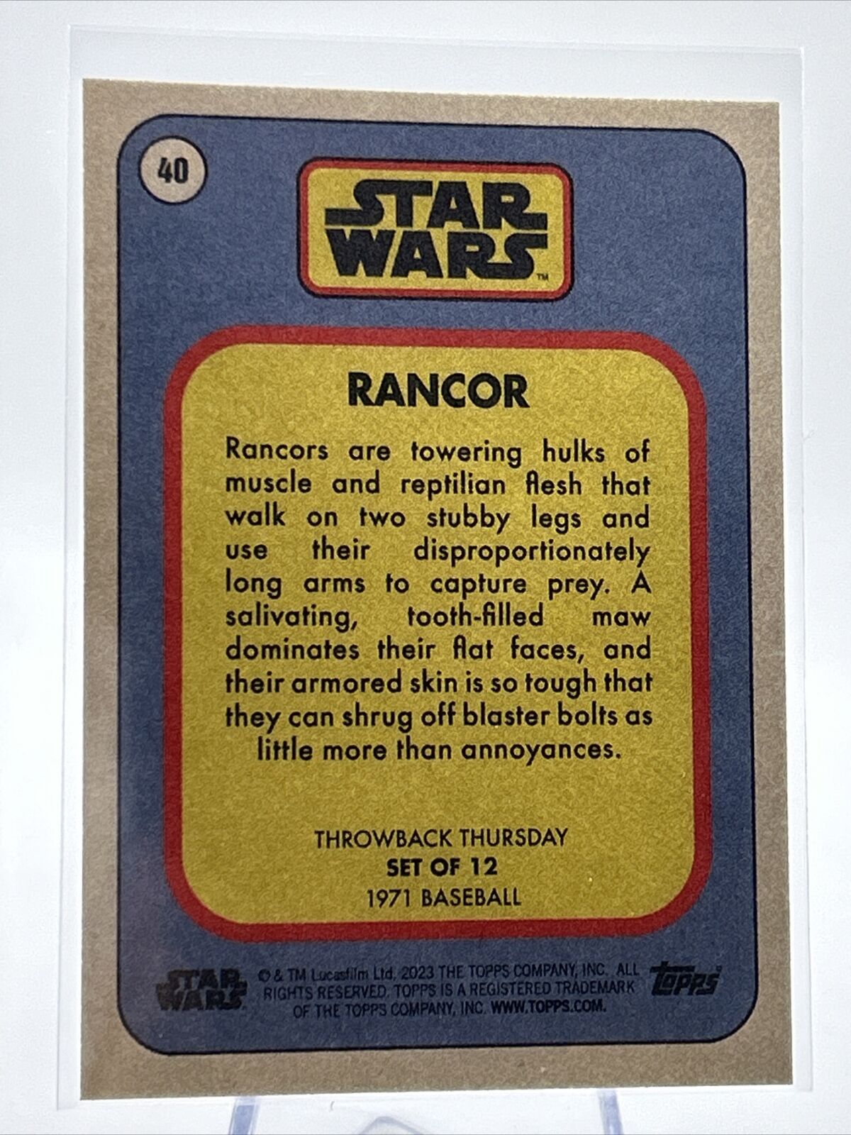2023 Topps Star Wars Throwback Thursday Rancor #40 Mint FREE SHIPPING