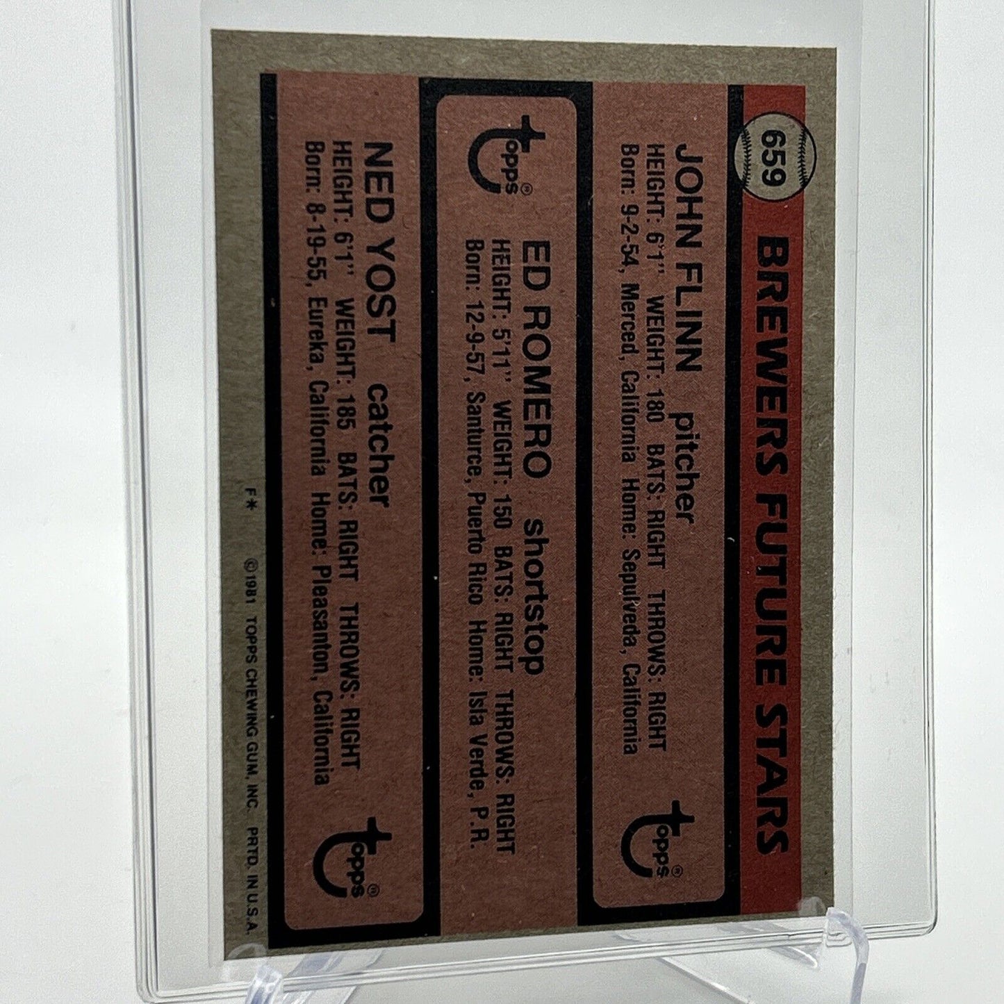 1981 Topps Brewers Future Stars Rookie Baseball Card #659 NM-Mint FREE SHIPPING