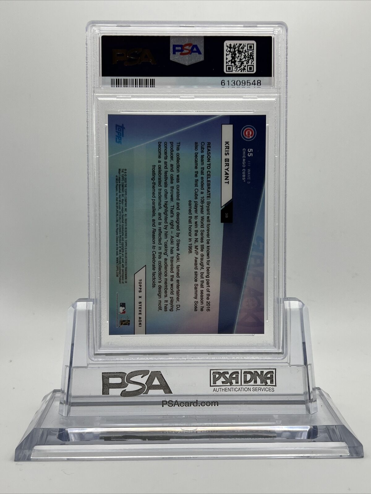 2020 Topps X Steve Aoki Kris Bryant Baseball Card #55 PSA 10