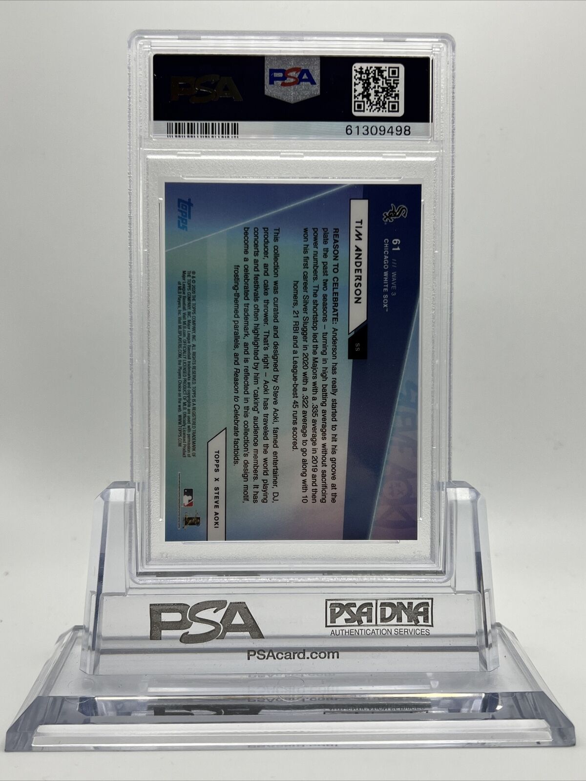 2020 Topps X Steve Aoki Tim Anderson Baseball Card #61 PSA 10
