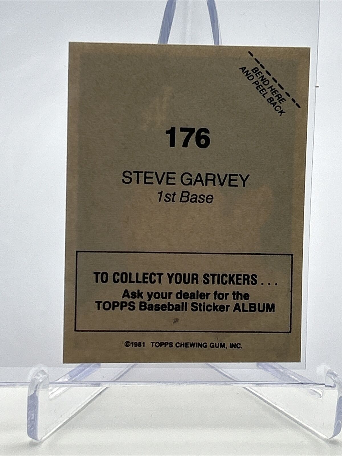1981 Topps Stickers Steve Garvey Baseball Card #176 NM-Mint FREE SHIPPING
