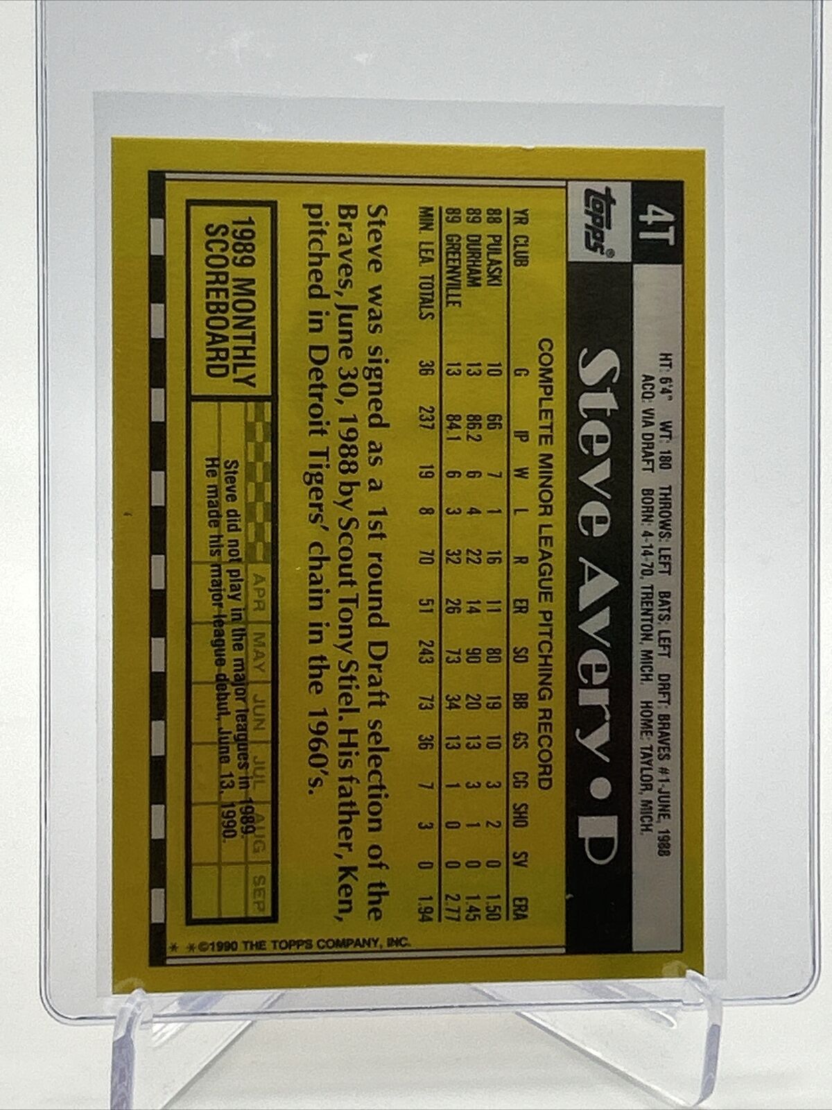 1990 Topps Traded Steve Avery Rookie Baseball Card #4T Mint FREE SHIPPING